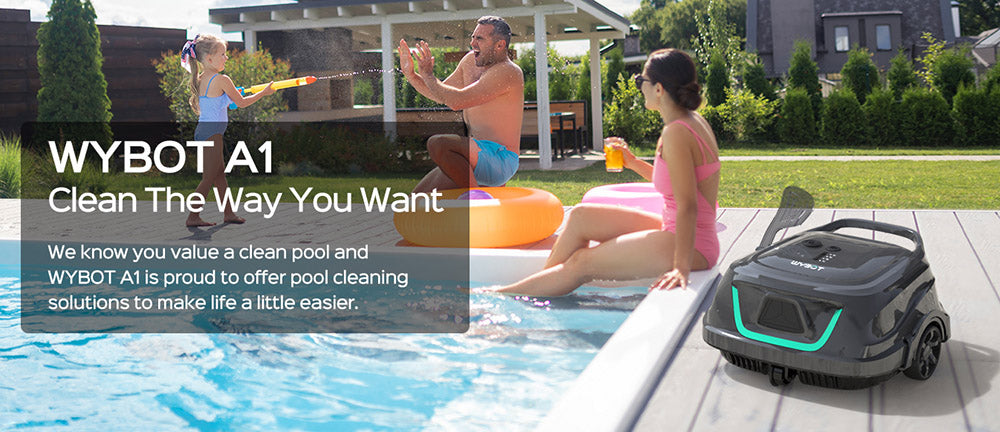 Bezdrôtový bazénový vysávač WYBOT A1, dvojitý filter, 120 minút prevádzky, 2,5 hodiny rýchleho nabíjania, pre nadzemné bazény s rovným dnom, čierna farba