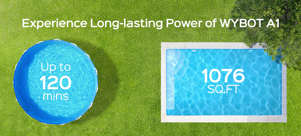 Bezdrôtový bazénový vysávač WYBOT A1, dvojitý filter, 120 minút prevádzky, 2,5 hodiny rýchleho nabíjania, pre nadzemné bazény s plochým dnom, čierna farba