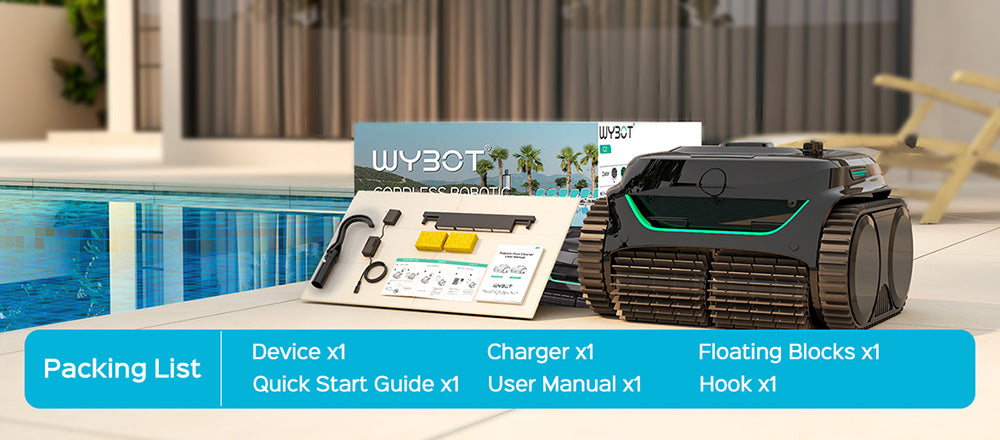 Bezdrôtový bazénový robotický vysávač WYBOT C2, čistenie stien a vodnej čiary, dvojitá filtrácia, pre bazény s plochou do 2512 štvorcových stôp, čierna zelená