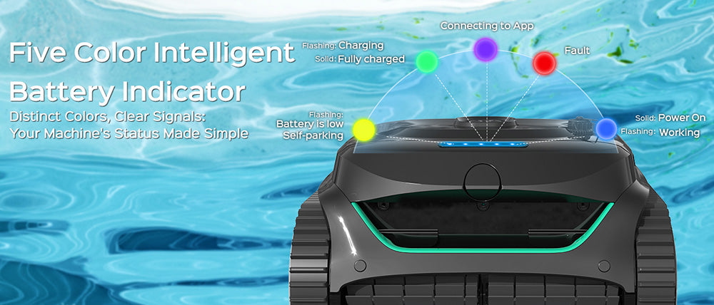 Bezdrôtový bazénový robotický vysávač WYBOT C2, čistenie stien a vodnej čiary, dvojitá filtrácia, pre bazény s plochou do 2512 štvorcových stôp, čierna zelená