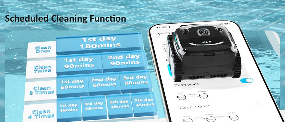 Bezdrôtový robotický vysávač bazéna WYBOT C2 Vision, detekcia nečistôt s AI kamerou, 8 v 1 čistenie, dvojvrstvová filtrácia, bezuhlíkové motory pre silný sací výkon, pre bazény do 1940 štvorcových stôp, čierna zelená