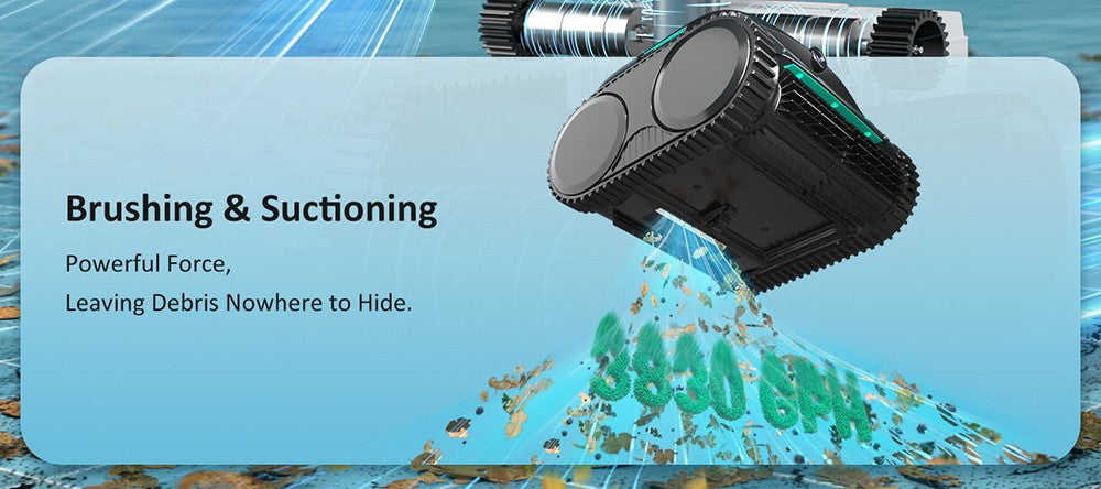 Bezdrôtový robotický vysávač bazéna WYBOT C2 Vision, detekcia nečistôt s AI kamerou, 8 v 1 čistenie, dvojvrstvová filtrácia, bezuhlíkové motory pre silný sací výkon, pre bazény do 1940 štvorcových stôp, čierna zelená