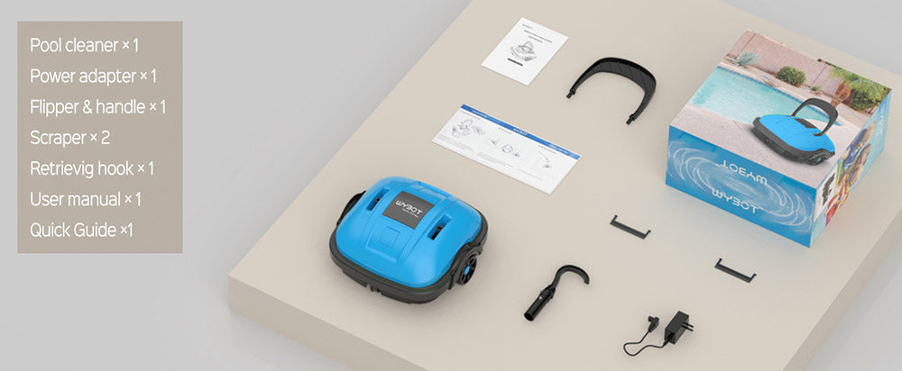 Bezdrôtový robotický vysávač bazénu WYBOT WY1102, s dvojitým motorom, maximálna doba prevádzky 50 minút, až 525 štvorcových stôp, pre bazény s plochým dnom, modrá