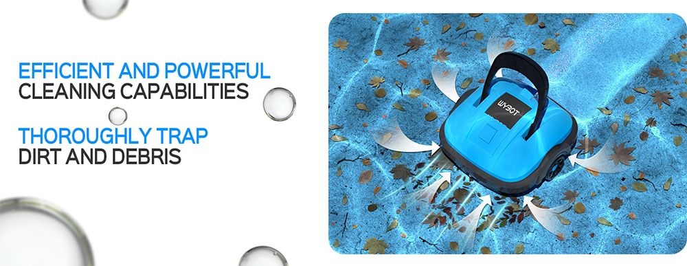 Bezdrôtový robotický vysávač bazénu WYBOT WY1102, s dvojitým motorom, maximálna doba prevádzky 50 minút, až 525 štvorcových stôp, pre bazény s plochým dnom, modrá