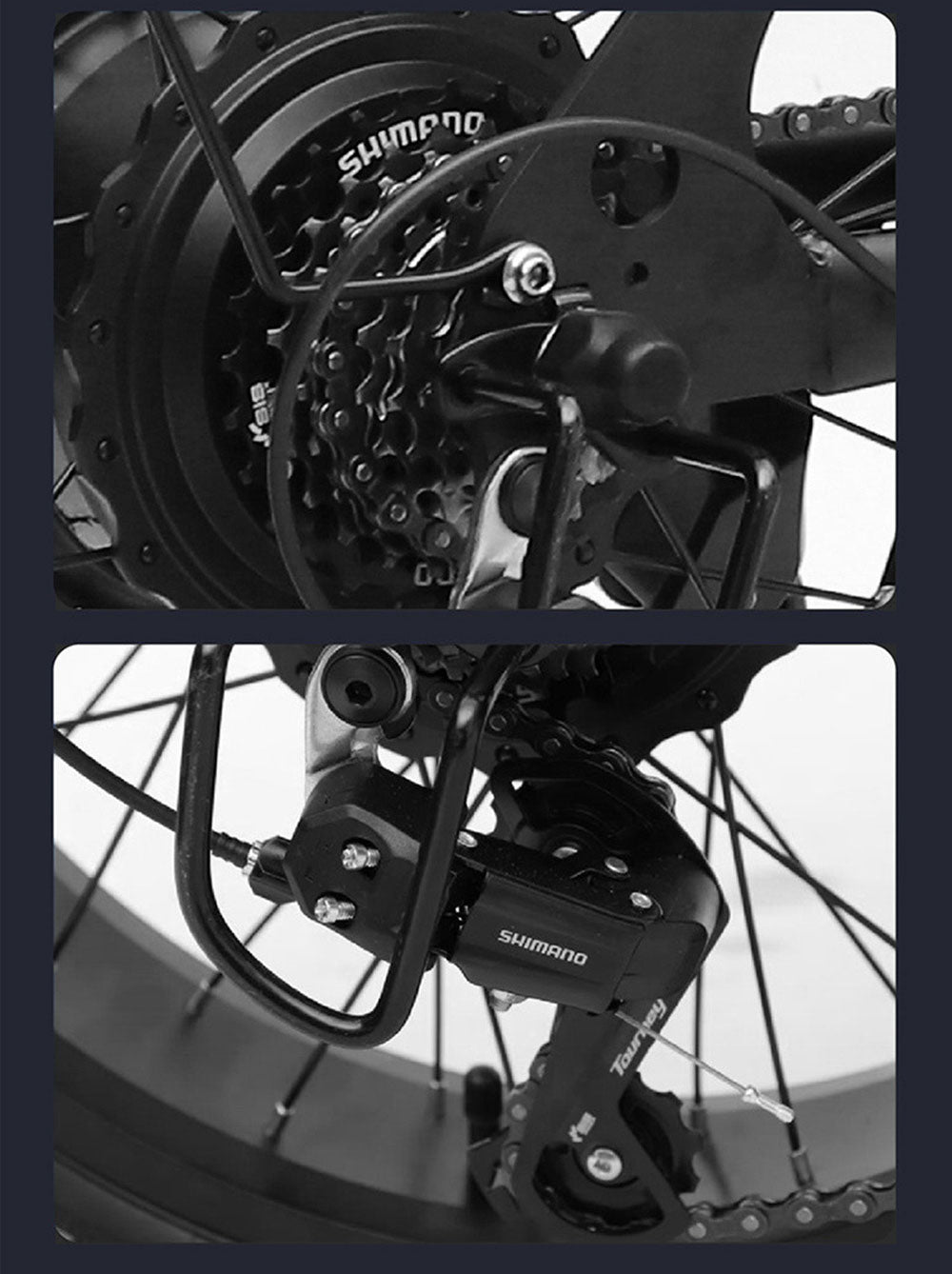 Elektrokol YAMALI FXH-006, motor 350W, batéria 48V 18Ah, široké pneumatiky 20*4'', max. rýchlosť 40 km/h, dojazd 50 km, 7-stupňové řazení Shimano, predné a zadné mechanické kotúčové brzdy, LCD displej - čierna farba