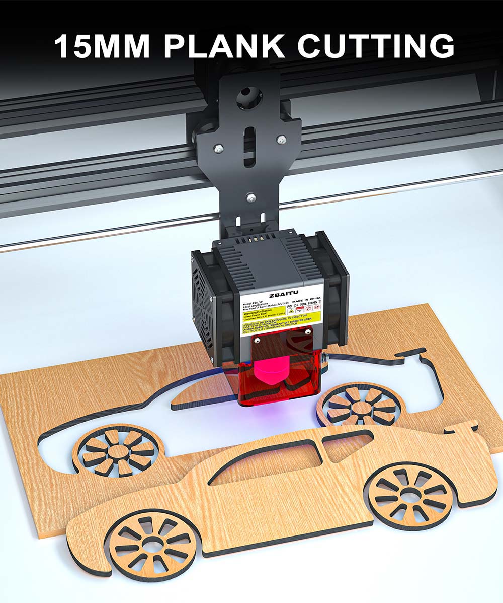 Laserový modul ZBAITU F20-VF 20W, s prívodom vzduchu, pevné zaostrenie, bod 0,08 x 0,08 mm, presnosť 0,01 mm, dvojitý ventilátor