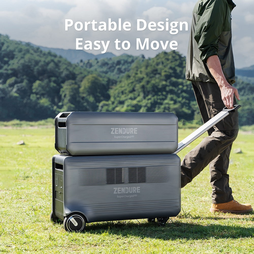 Prenosná elektráreň ZENDURE SuperBase V4600, 4608Wh LiFePO4 batéria, 3800W AC výstup, rozširuje sa na 46080Wh, dvojité napätie 120V/240V, 16 výstupov, 3000W solárny vstup, ovládanie cez aplikáciu.