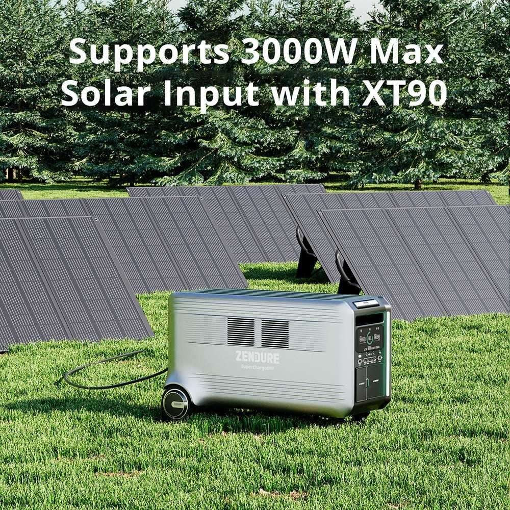 Prenosná elektráreň ZENDURE SuperBase V6400, 6438Wh batéria s polopriepustnou technológiou, 3800W AC výstup, rozširuje sa na 64380Wh, dvojité napätie 120V/240V, 16 výstupov, 3000W solárny vstup, ovládanie cez aplikáciu.