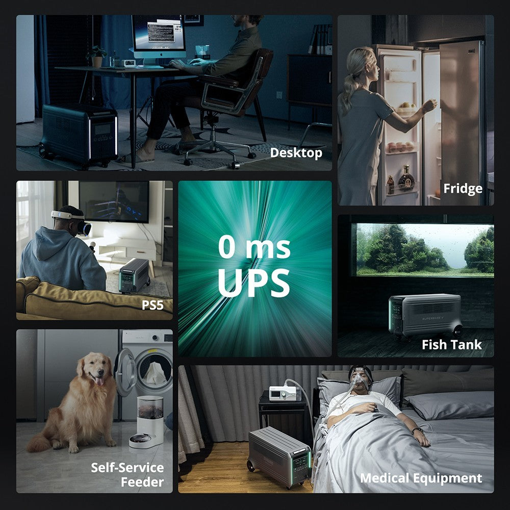 Prenosná elektráreň ZENDURE SuperBase V6400, 6438Wh batéria s polopriepustnou technológiou, 3800W AC výstup, rozširuje sa na 64380Wh, dvojité napätie 120V/240V, 16 výstupov, 3000W solárny vstup, ovládanie cez aplikáciu.