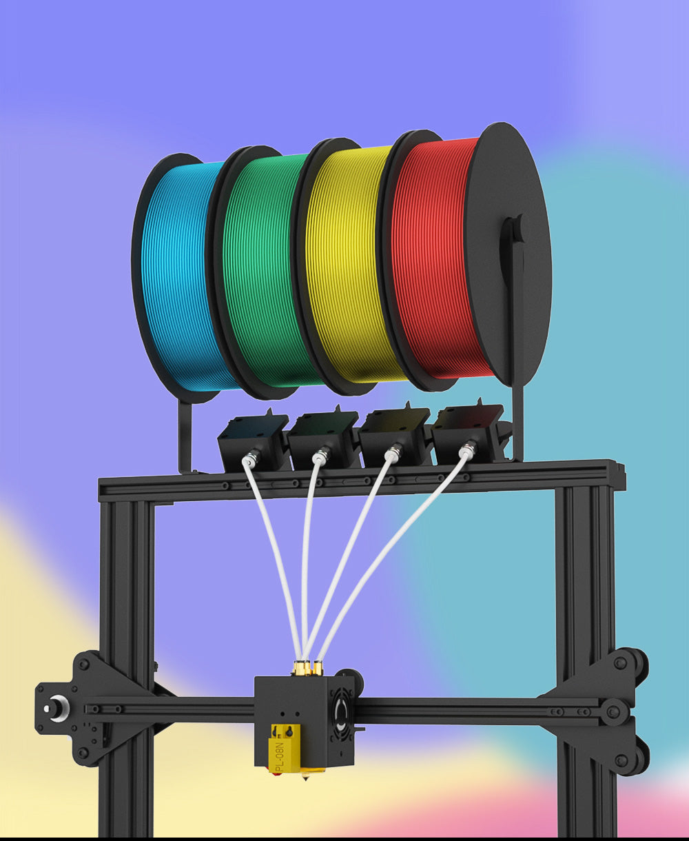 3D tlačiareň Zonestar Z8PM4 Pro s 4 Titanovými hlavicami, 4 v 1 miešanie farieb, automatické vyrovnanie, 32-bitová základná doska, LCD obrazovka, open source, 300*300*400mm