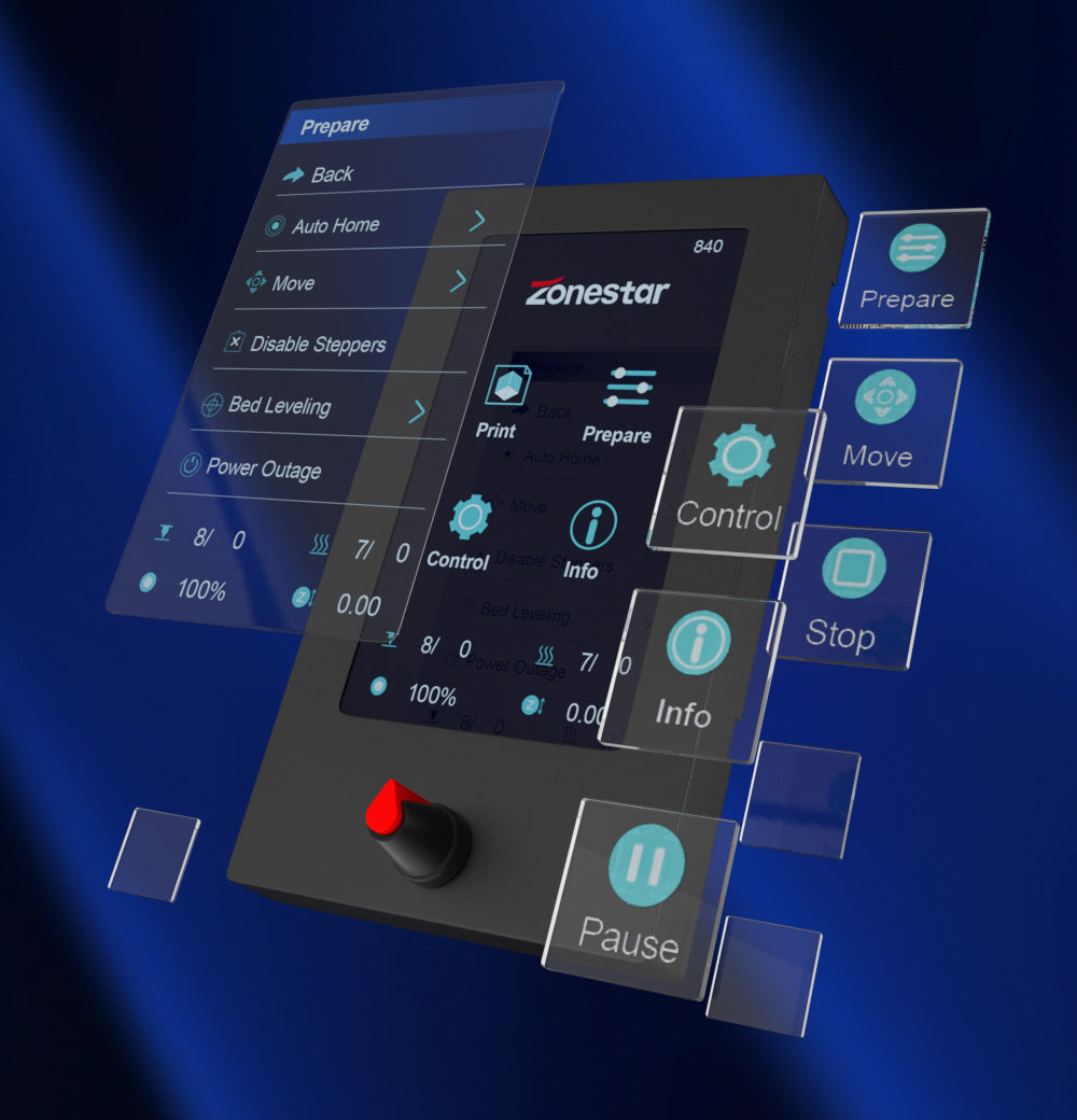 3D tlačiareň Zonestar Z8PM4 Pro s 4 Titanovými hlavicami, 4 v 1 miešanie farieb, automatické vyrovnanie, 32-bitová základná doska, LCD obrazovka, open source, 300*300*400mm