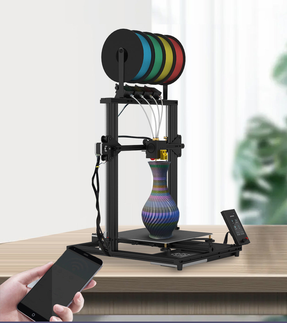 3D tlačiareň Zonestar Z8PM4 Pro s 4 Titanovými hlavicami, 4 v 1 miešanie farieb, automatické vyrovnanie, 32-bitová základná doska, LCD obrazovka, open source, 300*300*400mm