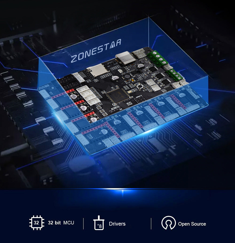 3D tlačiareň Zonestar Z8PM4 Pro s 4 Titan extrudermi, 4 v 1 miešanie farieb, automatické vyrovnanie, 32-bitová základná doska, LCD obrazovka, open source, 300*300*400mm